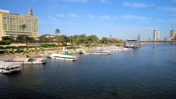 Cairo Egito Dezembro 2017 Porto Turístico Ilha Gezira Com Barcos — Vídeo de Stock