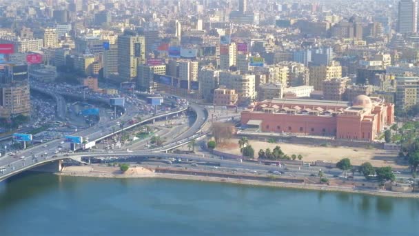 Cairo Mısır Aralık 2017 Parlak Turuncu Yapı Mısır Müzesi Midan — Stok video