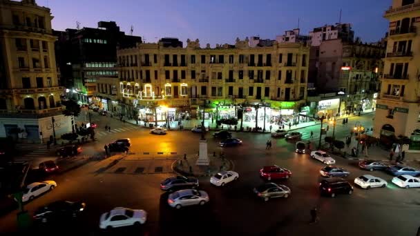 Cairo Egypt December 2017 View Busy Talaat Harb Evening Illumination — Stock Video