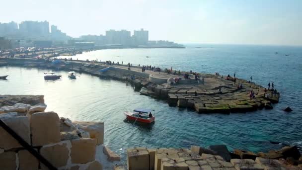 Alexandria Egypten December 2017 Utsikten Från Vallarna Qaitbay Citadel Västra — Stockvideo