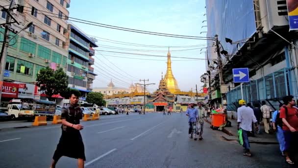 Yangon Myanmar Febbraio 2018 Vista Sulla Golden Sule Pagoda Dalla — Video Stock