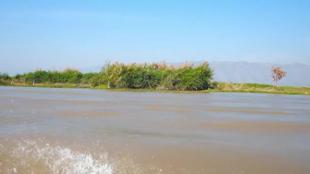 Inle Gölü Myanmar Şubat 2018 Her Gün Kano Gemiden Turist — Stok video