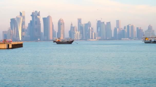 Vue Matinale Des Gratte Ciel District Dafna Dans Brume Légère — Video