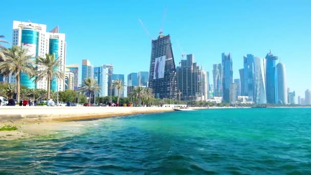 Doha Qatar Februar 2018 Die Zahlreichen Wolkenkratzer Des Distrikts Dafna — Stockvideo