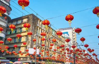 Chinese lanterns in Yangon, Myanmar