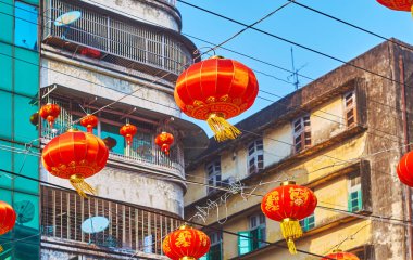 Beautiful festival lanterns in Yangon, Myanmar