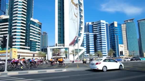 Doha Katar Února 2018 Závod Cyklu Dauhá Koná Souvislosti Sportovní — Stock video