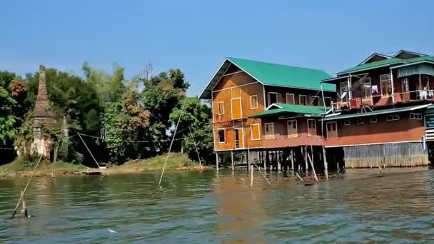 Inle Lake Myanmar Февраля 2018 Года Поездка Лодке Озеру Инле — стоковое видео