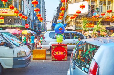 Chinatown sırasında yeni yıl, Yangon, Myanmar