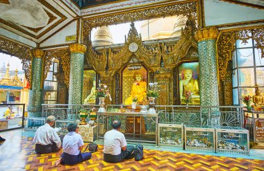 Görüntü evde Sule Pagoda, Yangon, Myanmar, dua  
