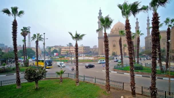 Cairo Egypt December 2017 Traffic Scenic Salah Deen Square View — Stock Video