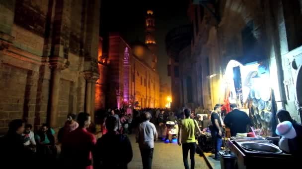 Cairo Egipto Diciembre 2017 Calle Evening Muizz Popular Pasarela Con — Vídeo de stock