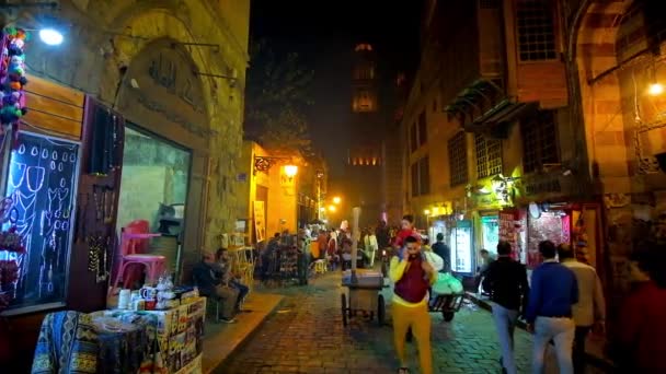 Cairo Mısır Aralık 2017 Onun Sepeti Kahvalti Aperatifler Kalabalık Muizz — Stok video