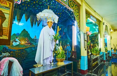 Beyaz heykel, Sule Paya, Yangon, Myanmar