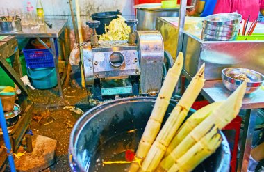 Şeker kamışı suyu Yangon, Myanmar