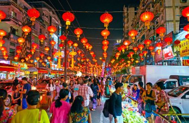 Yangon, Myanmar, Çin mahallesindeki Çin yeni yılı