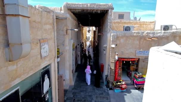 카타르도 2018 건축의 Souq Waqif 거리와 카타르도 하에서 업체의 흥미로운 — 비디오