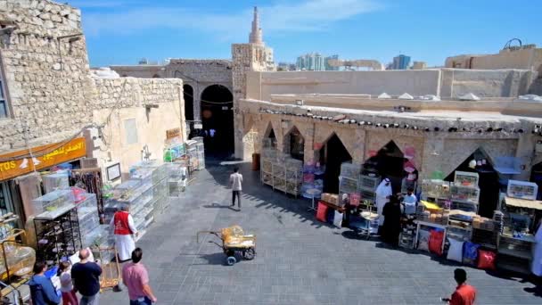 Doha Qatar Februari 2018 Utsikten Från Taket Den Dagliga Verksamheten — Stockvideo