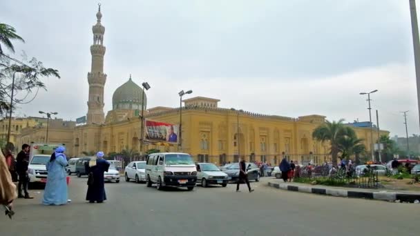 Kairo Egypten December 2017 Den Tunga Trafiken Upptagen Port Said — Stockvideo