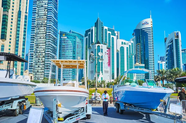 The boats on Maritime fair, Doha, Qatar — Stock Photo, Image