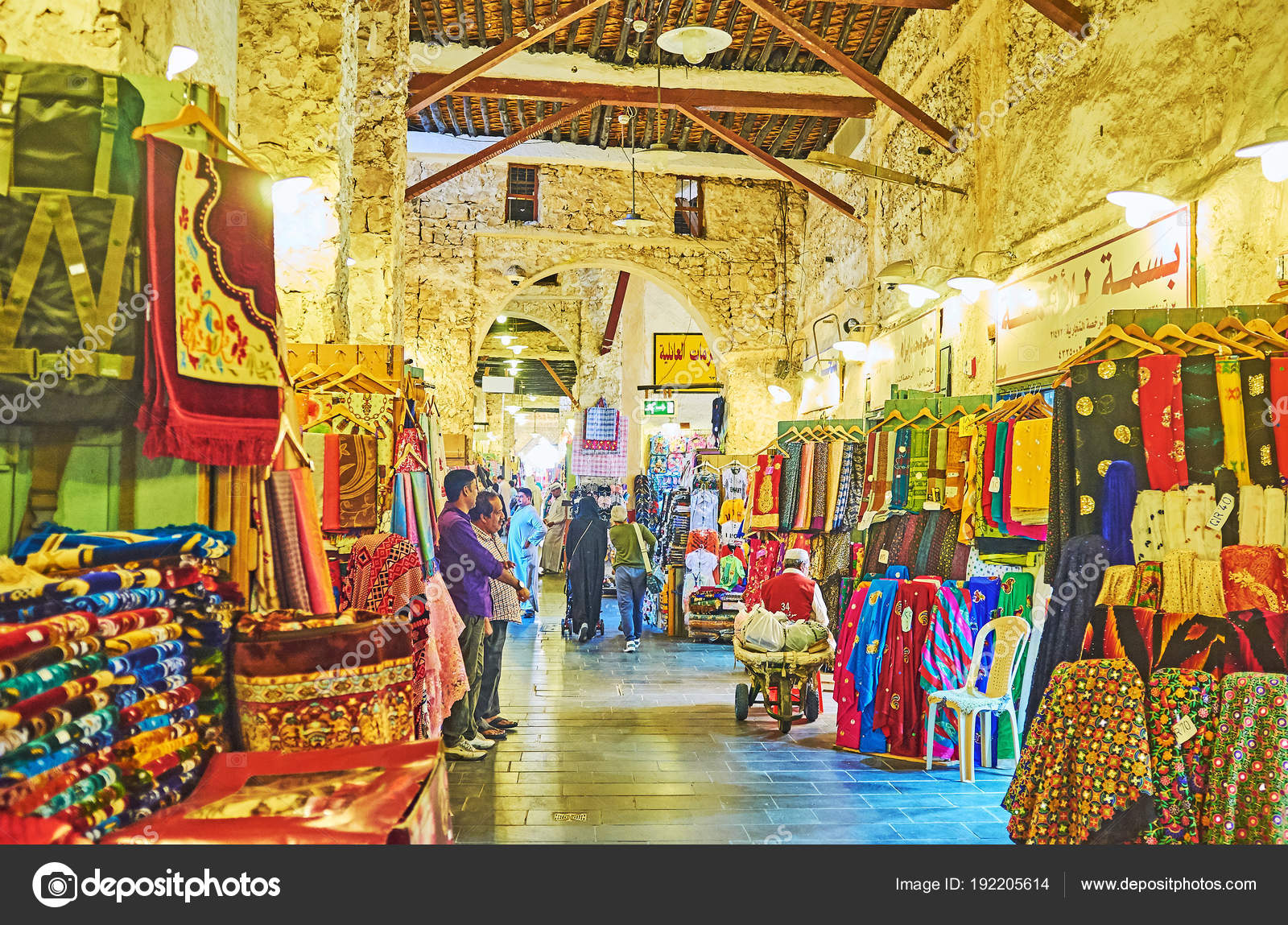 Textile row in Souq Waqif, Doha, Qatar Stock Editorial Photo
