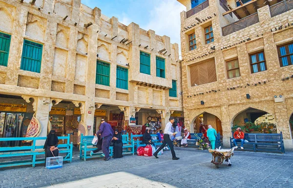 Zona de descanso em Souq Waqif, Doha, Qatar — Fotografia de Stock