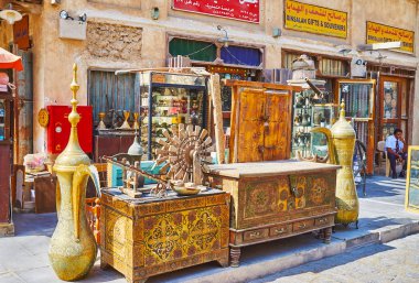 Antique market in Doha, Qatar clipart