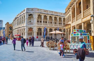 Otantik mimari Al Souq bölgesinde, Doha, Qatar