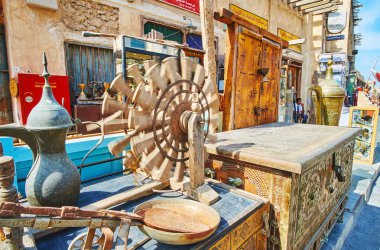 Vintage Hatıra gelen Souq Waqif, Doha, Qatar