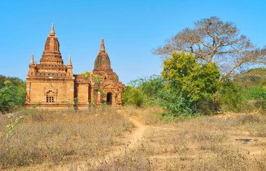 Bagan tapınakları ile güzel dekorasyon, Myanmar
