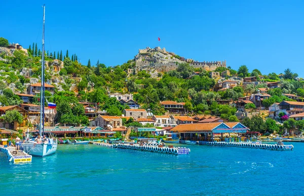 Castelo de Simena bizantino em Kalekoy, Kekova, Turquia — Fotografia de Stock