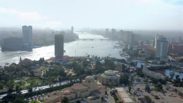 Насолоджуйтесь Повітряних Міський Пейзаж Двох Міст Верхньої Частини Каїрська Телевежа — стокове відео