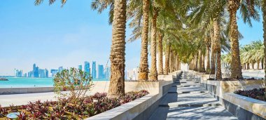 Deniz manzarası ile yeşil, Doha, Qatar
