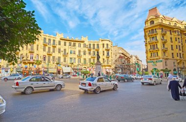 Trafik Talaat Harb meydanda, Cairo, Mısır