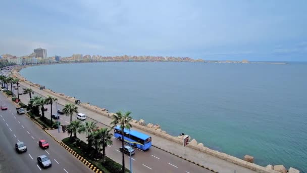 Alexandrie Egypte Décembre 2017 Ville Étend Long Côte Avenue Corniche — Video