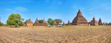 Ancient landmarks among savanna fields, Bagan, Myanmar