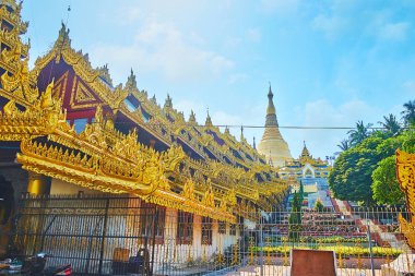 Doğu Galerisi ve Singuttara Tepesi 'ndeki bahçeler, Yangon, Myanmar