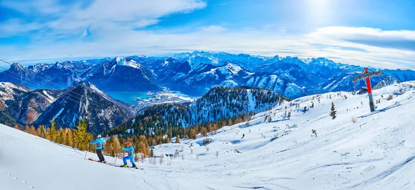 Winter in de Alpen, Feuerkogel Mount, Ebensee, Salzkammergut, Australië — Stockfoto
