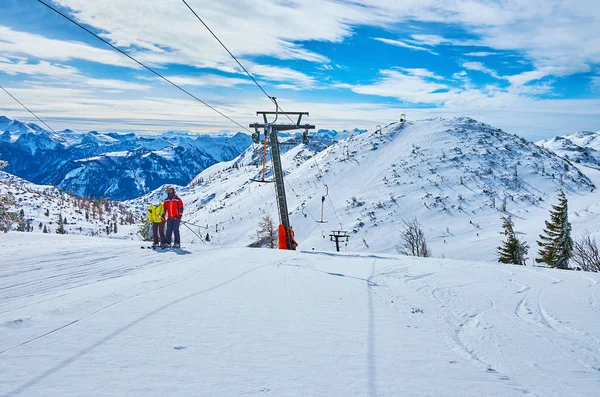 Button ski lift on Feuerkogel Mountain, Ebensee, Salzkammergut,