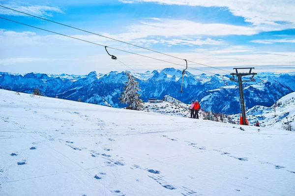 Alpenlandschap met skilift, Feuerkogel Mountain, Ebensee, Salz — Stockfoto