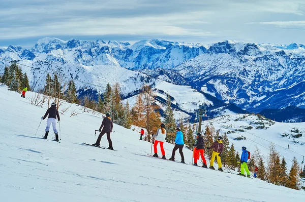 Ski school training, Feuerkogel Mountain, Ebensee, Salzkammergut