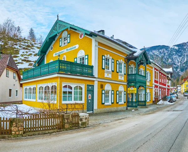 A rua de Ebensee, Salzkammergut, Áustria — Fotografia de Stock