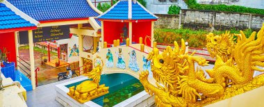 Sam Sae Chu Hut 'un panoraması Çin Tapınağı, Phuket City, T