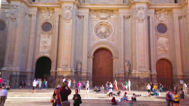 Granada Spanien September 2019 Der Überfüllte Plaza Las Pasiegas Platz — Stockvideo