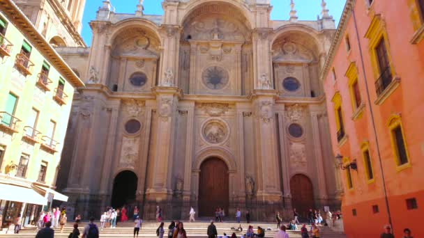Granada Spain September 2019 Vertical Panorama Facade Cathedral Shaped Triumphal — 图库视频影像