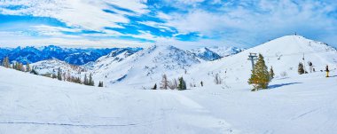 Kayak pistli Panorama, Feuerkogel Dağı yaylası, Ebensee, Sa