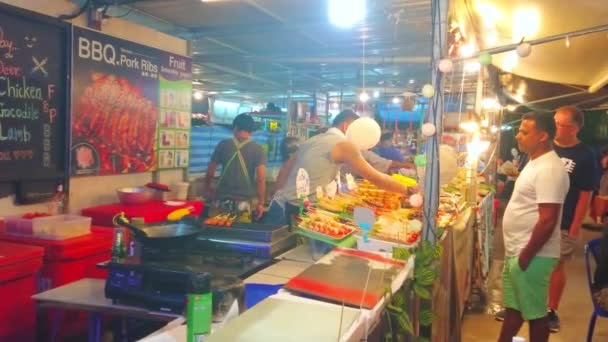 Nang Thailand April 2019 Stall Food Court Night Market Many — Stock Video