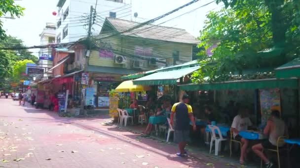 Bangkok Tailandia Abril 2019 Los Turistas Relajan Pequeños Cafés Aire — Vídeos de Stock