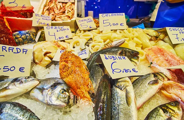 Рыба на льду на рынке Абастос, Херес, Испания — стоковое фото