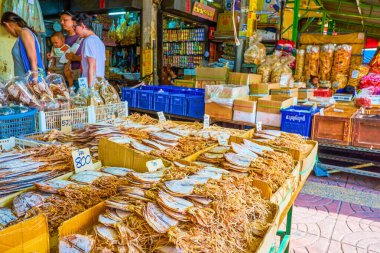 Bangkok, Tayland 'daki Çin Mahallesi' ndeki kurutulmuş balıklar.